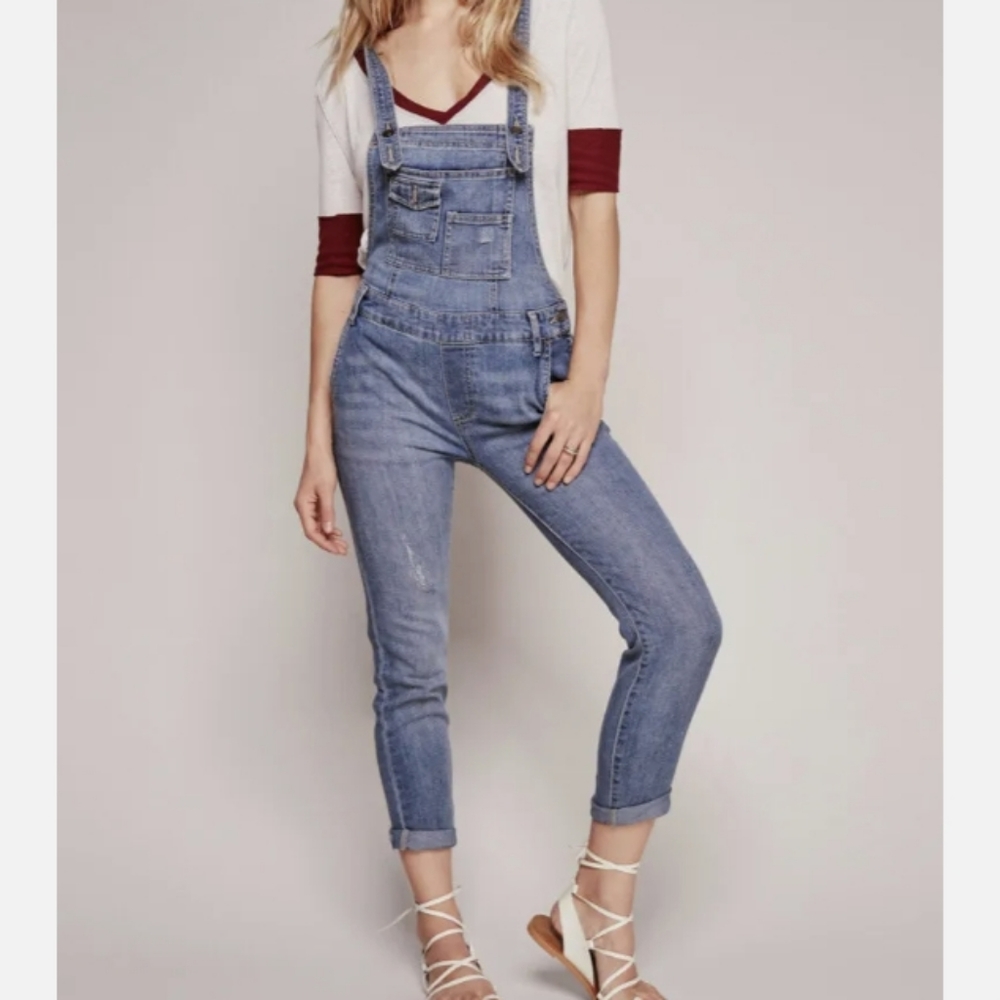 Classic Blue Denim Overalls - Women's Slim Fit Jumpsuit